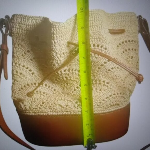 Sezane NWOT La Maroquinerie Sézane Paris 'Alma' cream w-brown leather bucket bag - Picture 6 of 16
